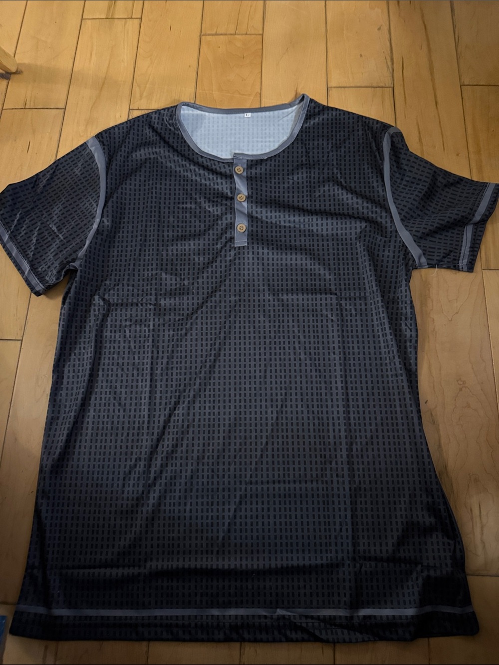 Men's Short-Sleeve Henley Tee in Dark Gray